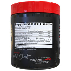 Insane Labz Insane Veinz pour glass showing powder mixing quickly for a pre workout