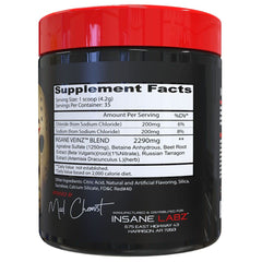 Insane Labz Insane Veinz scoop shows precise serving measurement for stackable workouts.