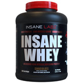 Insane Labz Insane Whey chocolate tub for lean muscle support.