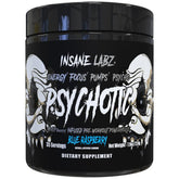 Insane Labz Psychotic Black Edition Blue Raspberry tub ready for a powerful training session with clean energy