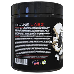 Scoop of Psychotic Black Edition powder ready to mix for a focused pre-workout.