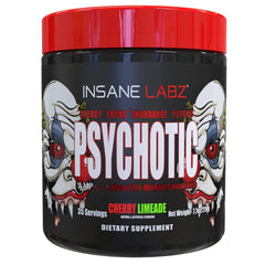Insane Labz Psychotic bottle front display highlighting extreme energy and focus.