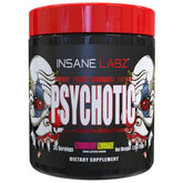 Insane Labz Psychotic bottle in Strawberry Lemonade flavor for long-lasting workout energy.