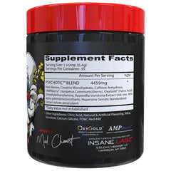 Psychotic ingredients close-up highlighting beta-alanine and creatine for endurance.