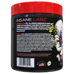 Insane Labz Psychotic tub close-up highlights label details and energizing ingredients.