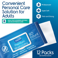 Inspire hypoallergenic adult wipes for sensitive skin on large 8x12 inch sheets