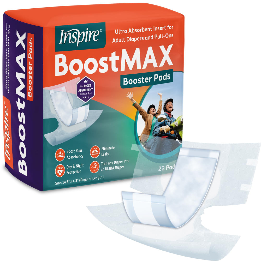 Inspire Booster Pads with extra-long coverage for secure protection overnight