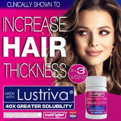 InstaRelief Lustriva ingredient blend highlighting biotin and absorption benefits.