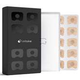 Intake refill tabs secure-fit nose placement for uninterrupted breathing during sleep