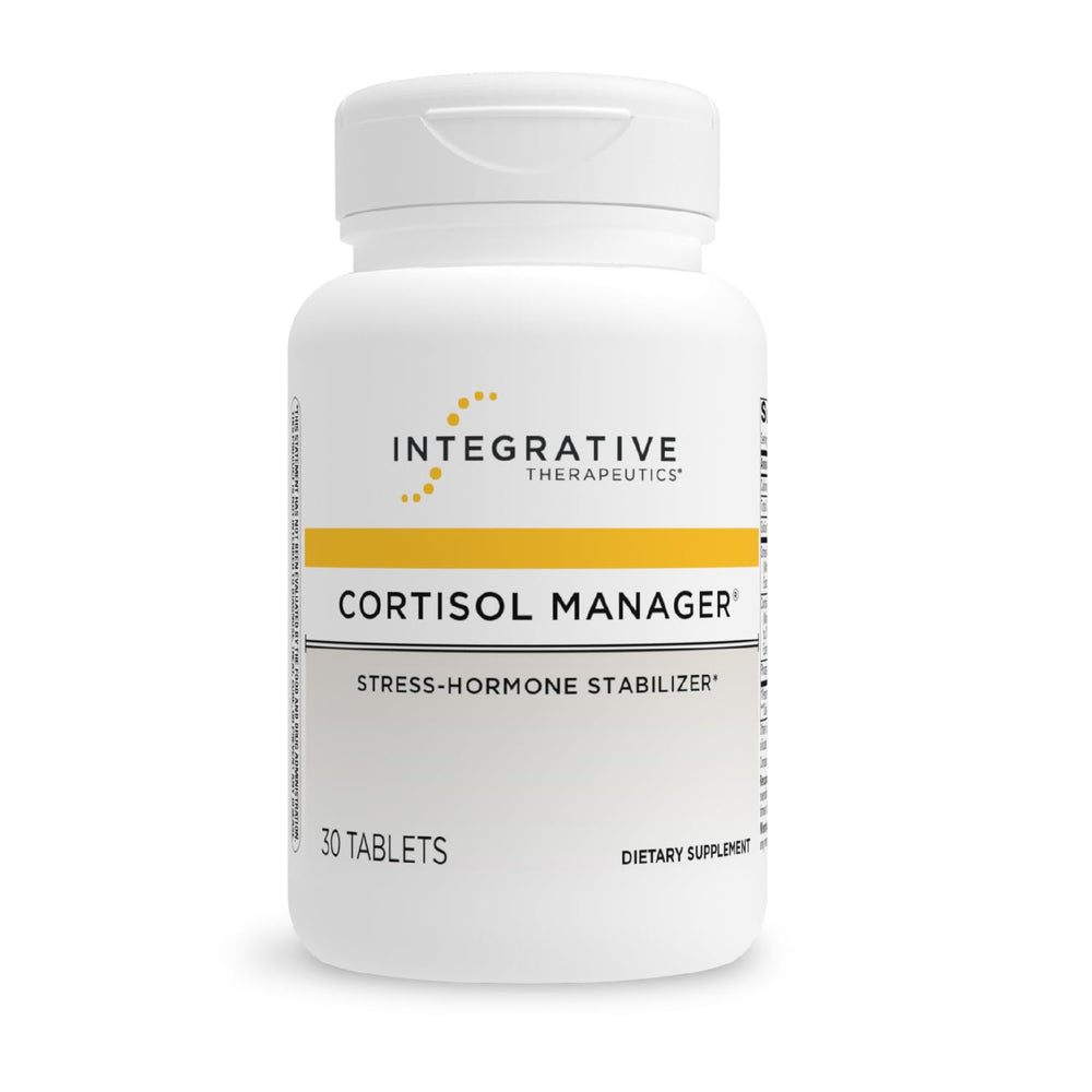 Integrative Therapeutics Cortisol Manager bottle-front, conveying calm support for daily life.