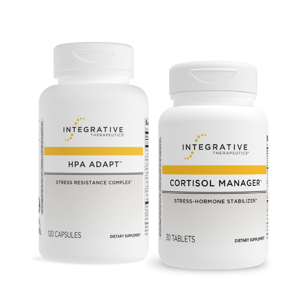 Integrative Therapeutics Cortisol Manager bottle shown, supporting a calmer daily response.