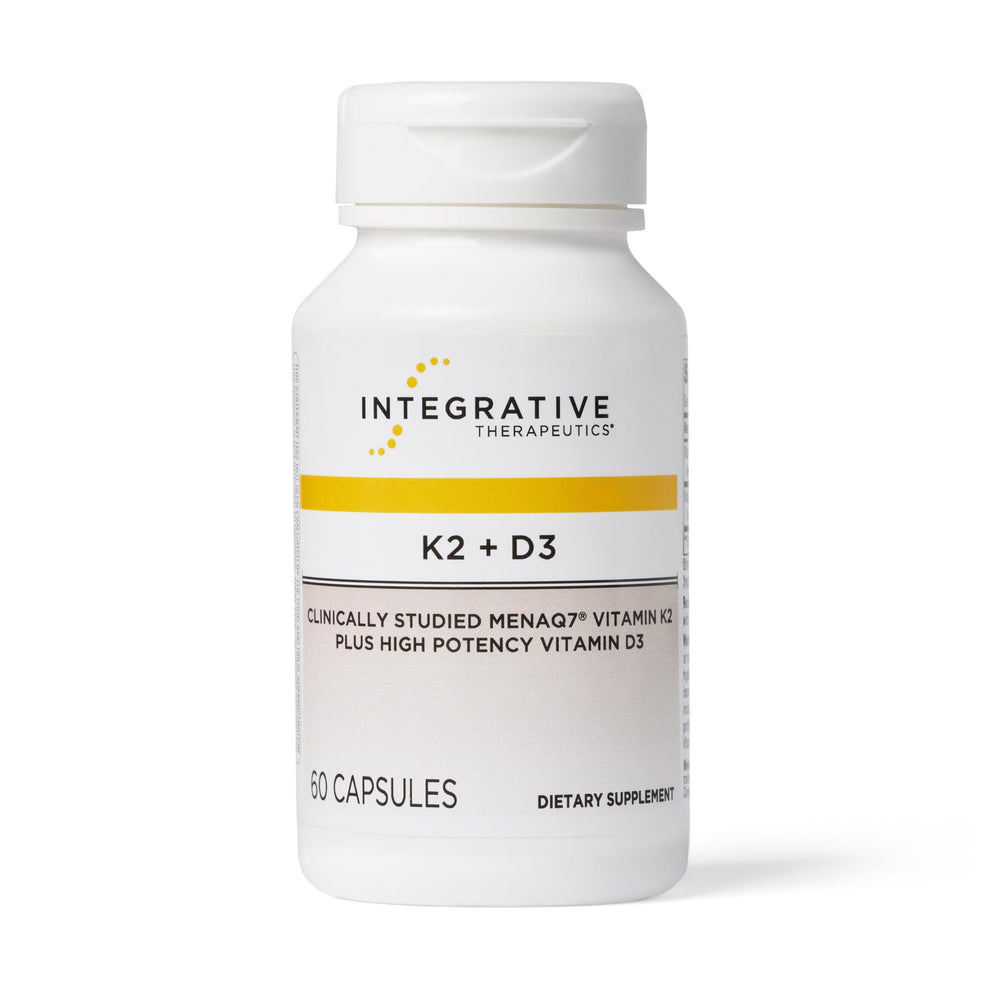 Integrative Therapeutics K2 D3 bottle showing daily bone and heart health support.
