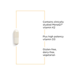 Integrative Therapeutics K2 D3 dietary label indicating dairy-free and gluten-free formula.
