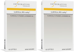 Integrative Therapeutics Lavela WS 1265 softgel bottle in a nightstand scene for calm evenings