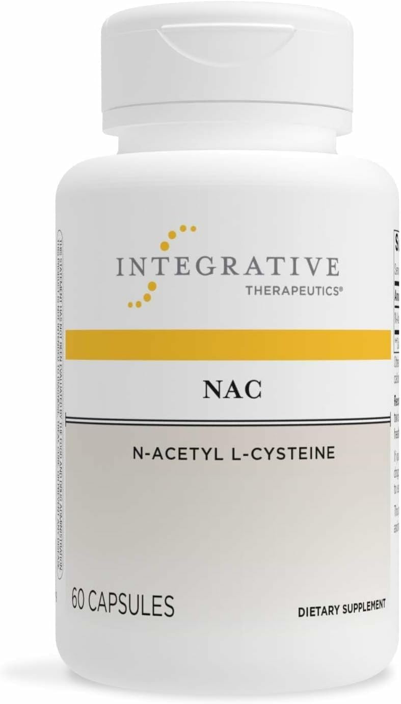 Integrative Therapeutics NAC bottle cap close-up for easy daily antioxidant support.