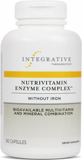 Integrative Therapeutics NutriVitamin Enzyme Complex bottle front highlights the dairy-free multivitamin for daily antioxidant support.