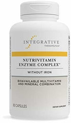NutriVitamin Enzyme Complex nutrition facts image shows iron-free formula suitable for sensitive needs.
