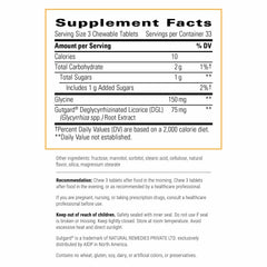 Rhizinate chewable tablets close-up showing a convenient on-the-go GI support option.
