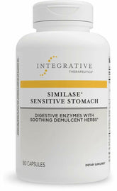 Integrative Therapeutics Similase Sensitive Stomach bottle close-up; easy-to-swallow vegan capsules.