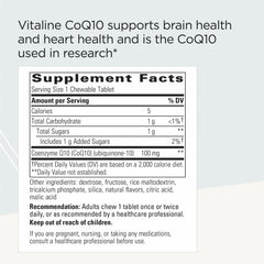 Vitaline CoQ10 packaging close-up emphasizes dairy-free and gluten-free formulation.
