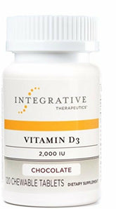 Integrative Therapeutics Vitamin D3 2000 IU bottle front showing label for bone and immune support