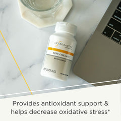 Empaque de Zinc Chelate de Integrative Therapeutics en caja de producto.