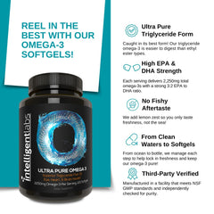 Intelligent Labs burpless fish oil capsules with EPA and DHA.