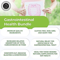 Intestinal Fortitude turmeric and ginger root imagery on bottle label.