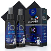 iO CLEAN eyeglasses kit on desk for screens and glasses