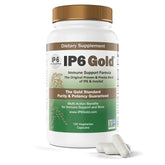 IP6 Gold bottle with capsules highlighting immune-support antioxidants.