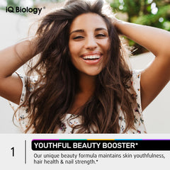 IQ BIOLOGY hair thickening strand close-up shows shine.