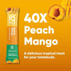 Pour IQMIX peach mango into water for a refreshing, sugar-free drink.