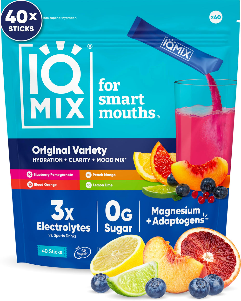 IQMIX hydration packet ready to mix for quick on-the-go hydration.