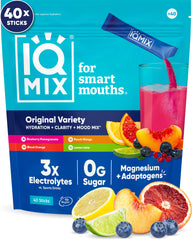 IQMIX hydration packet ready to mix for quick on-the-go hydration.