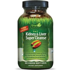 Irwin Naturals 2-in-1 kidney and liver bottle front view for a 10-day plan.