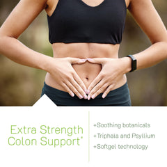 Irwin Naturals Colon Flush soft-gels closeup emphasizes easy-to-swallow capsules