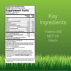Irwin Naturals Mega B-Complex label closeup with methylcobalamin B12 content for energy metabolism.