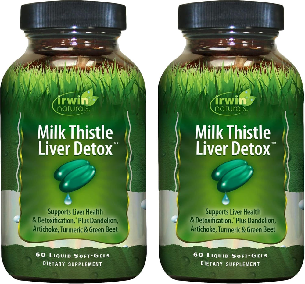 Irwin Naturals Milk Thistle Liver Detox bottle for daily liver support.