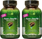 Irwin Naturals Power to Sleep PM bottle on shelf promotes nightly relaxation.