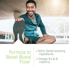 Irwin Naturals Pro-Active Nitric Oxide PWR capsules close-up shows smooth gel texture.
