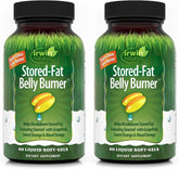 Irwin Naturals Stored-Fat Belly Burner bottle showing easy daily use for targeted fat support.