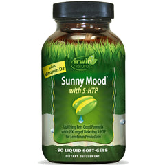 Irwin Naturals Sunny Mood bottle front showing mood-support formula