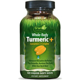 Irwin Naturals Whole-Body Turmeric+ bottle pouring for easy daily use and potential antioxidant support.