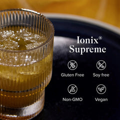 Ionix Supreme glass with the refreshing natural fruit drink.