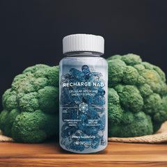 Isagenix Recharge NAD beadlets close-up highlighting advanced capsule technology