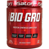 Isatori BIO-GRO bottle front view highlighting a clean, unflavored formula for lean muscle support.
