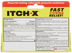 Itch-x bottle front view highlights product design.
