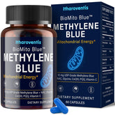 Itharoventis Methylene Blue capsules on bottle front, signaling a clean, pharmaceutical-grade formula.