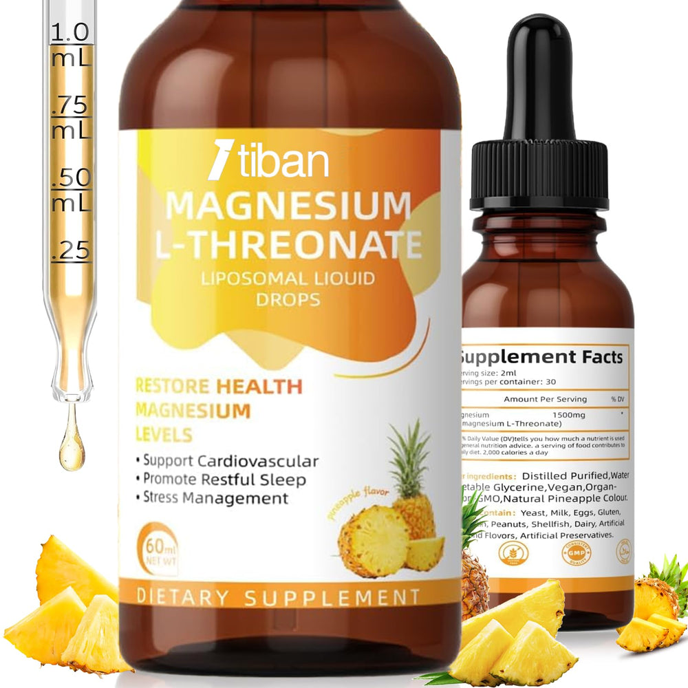 Itiban Magnesium L-Threonate Liquid Drops bottle with pineapple flavor for daily cognitive support