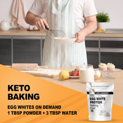 It's Just! egg white powder scoop for precise protein measurement in smoothies